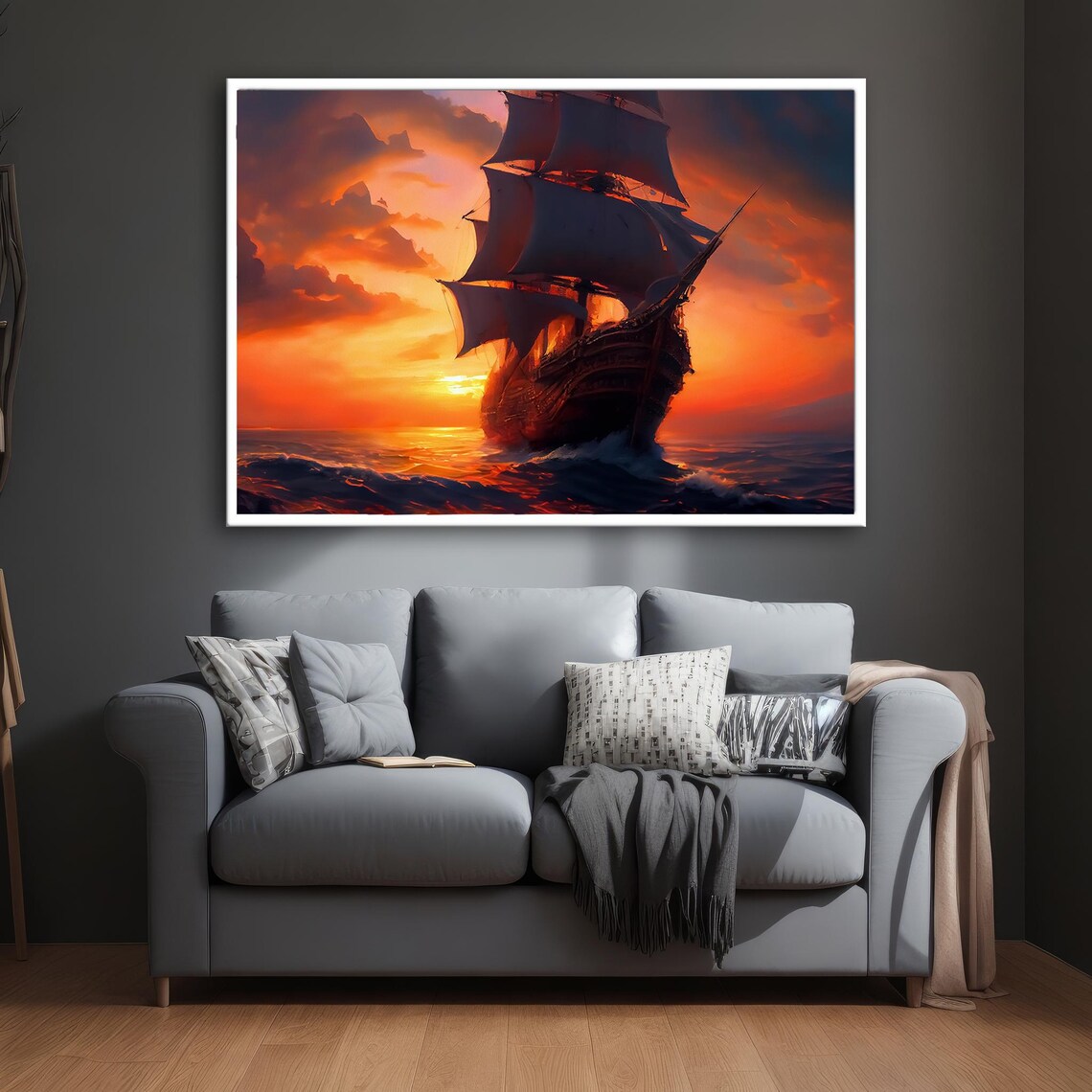 Pirate Ship Adventure At Sunset, Nautical Decor - Image 2