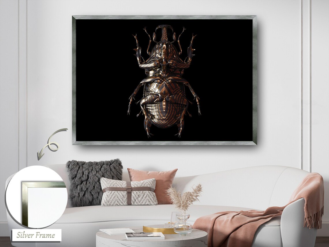 Patterned Copper Embossed Bug, Sci Fi Style Art Print - Image 2