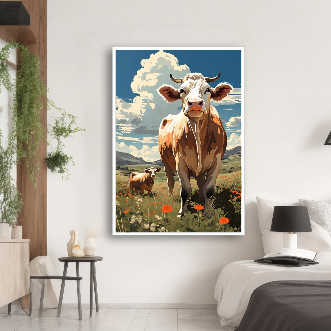 Charming Cow In Meadow, Delightful Wall Art - Image 2