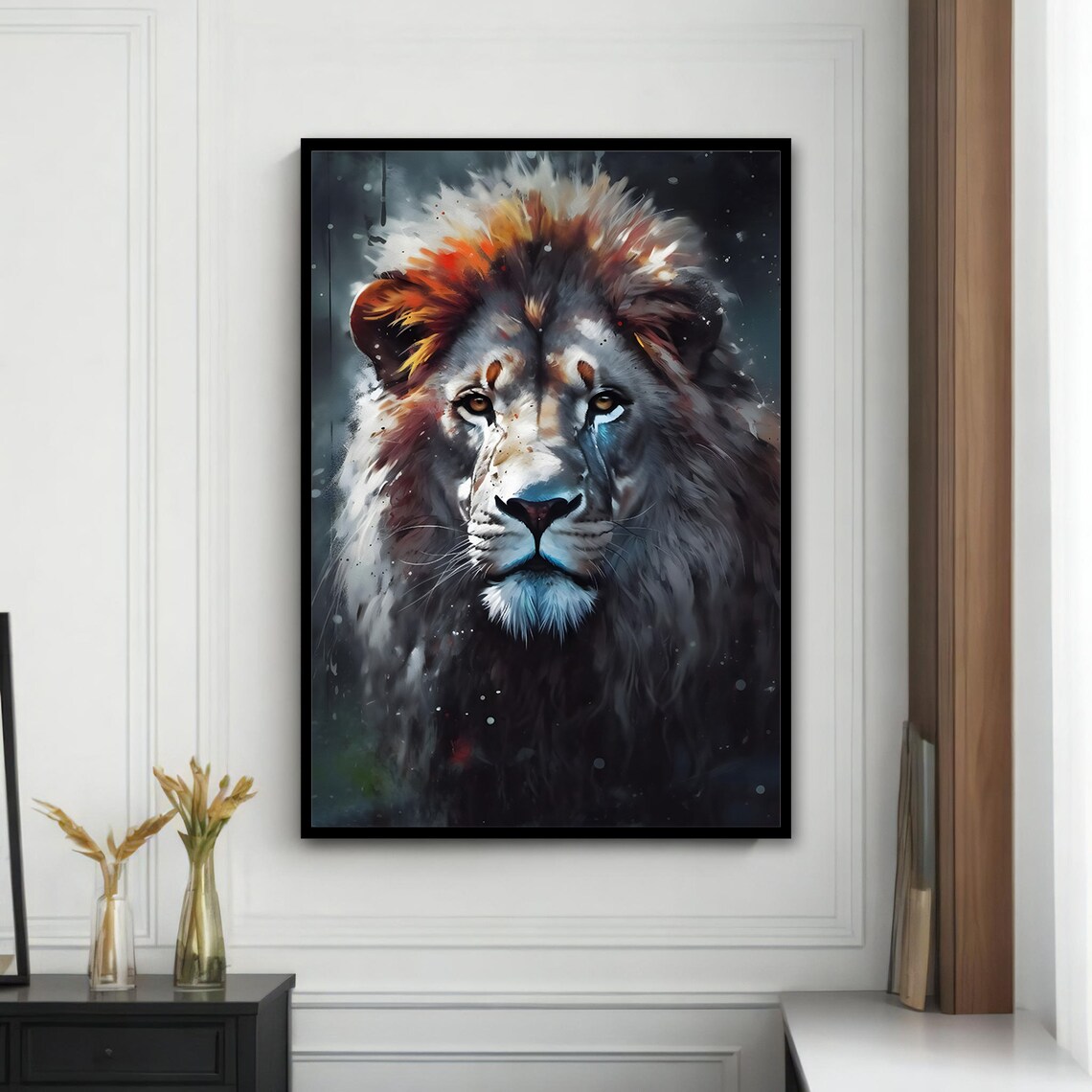 Majestic Lion Painting, Regal Animal Art - Image 4