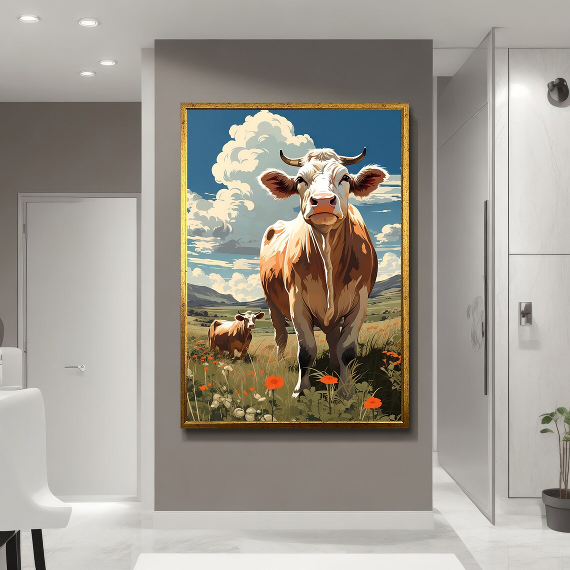 Charming Cow In Meadow, Delightful Wall Art - Image 5