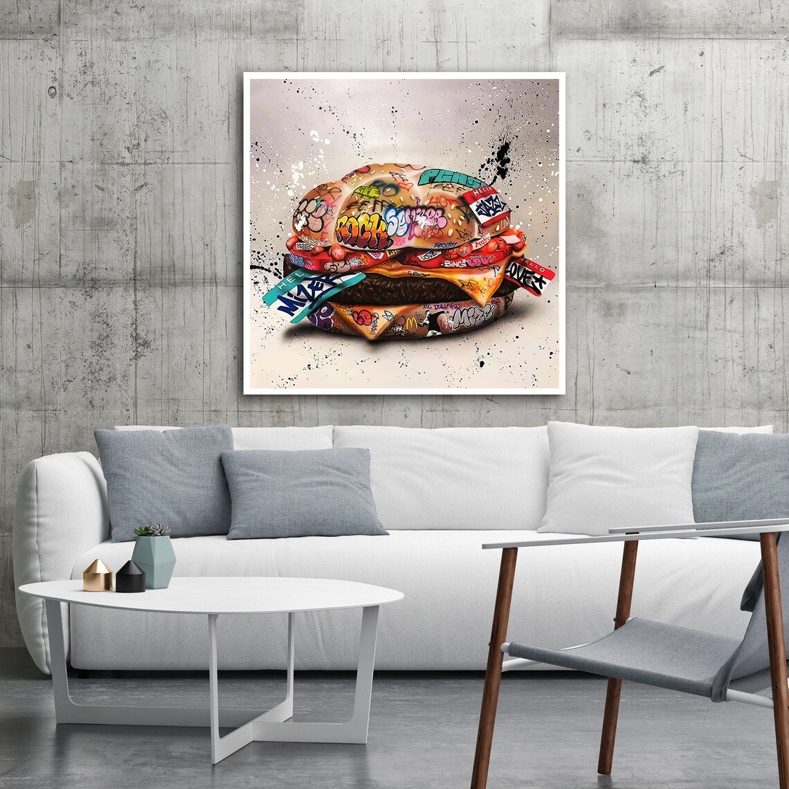 Bold Graffiti Burger, Vibrant Urban Pop Art - Image 2