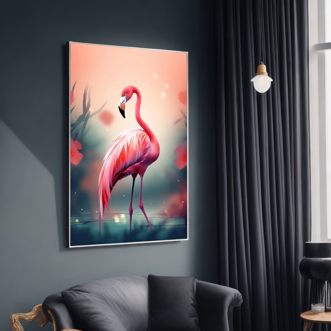 Pink Flamingo Painting, Bird and Nature Enthusiast Gift