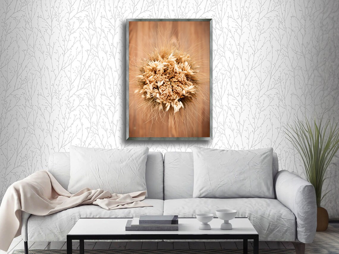 Golden Bloom Textured Floral Art Print, Rustic Charm - Image 5