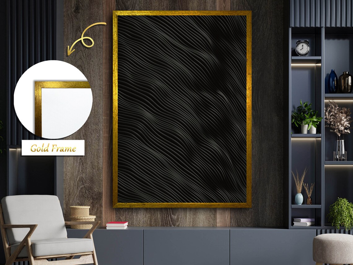 Black Relief and Spiral Lines Abstract Art - Image 5
