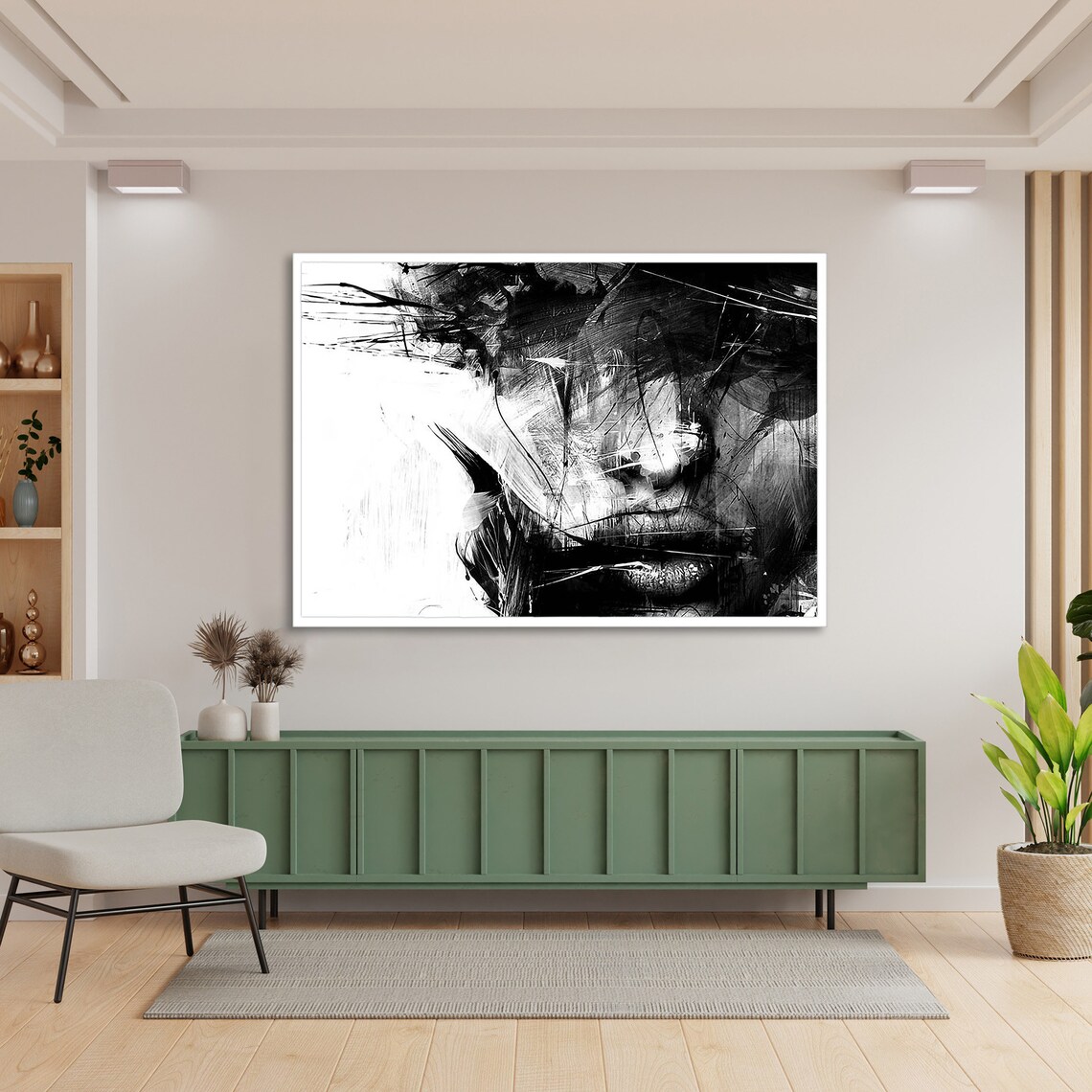 Abstract Monochrome Portrait, Modern Wall Decor - Image 4
