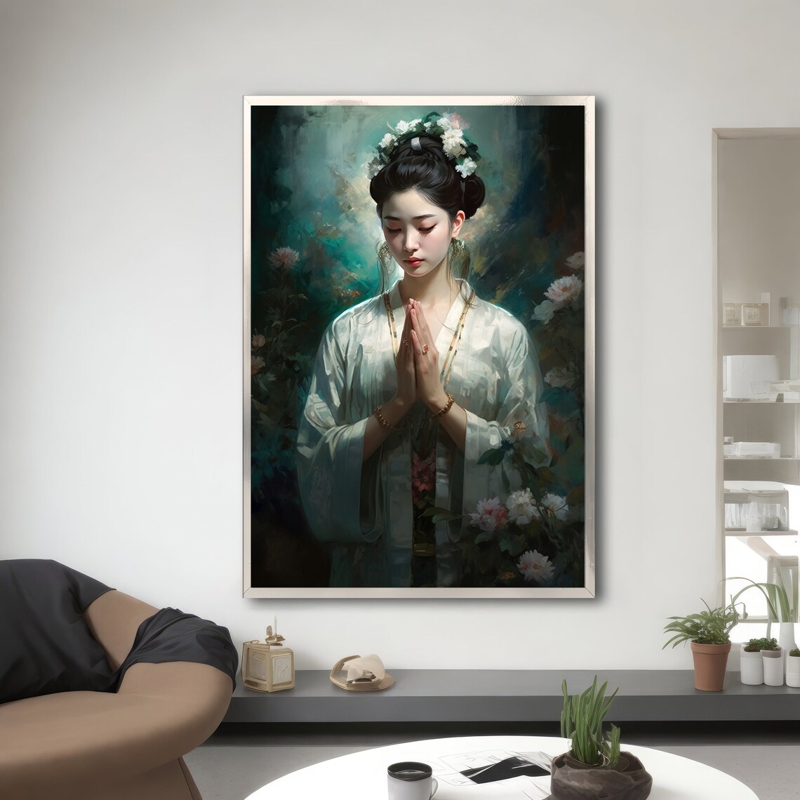 Serene Ethnic Art Woman in Traditional Attire, Cultural Serenity - Image 3
