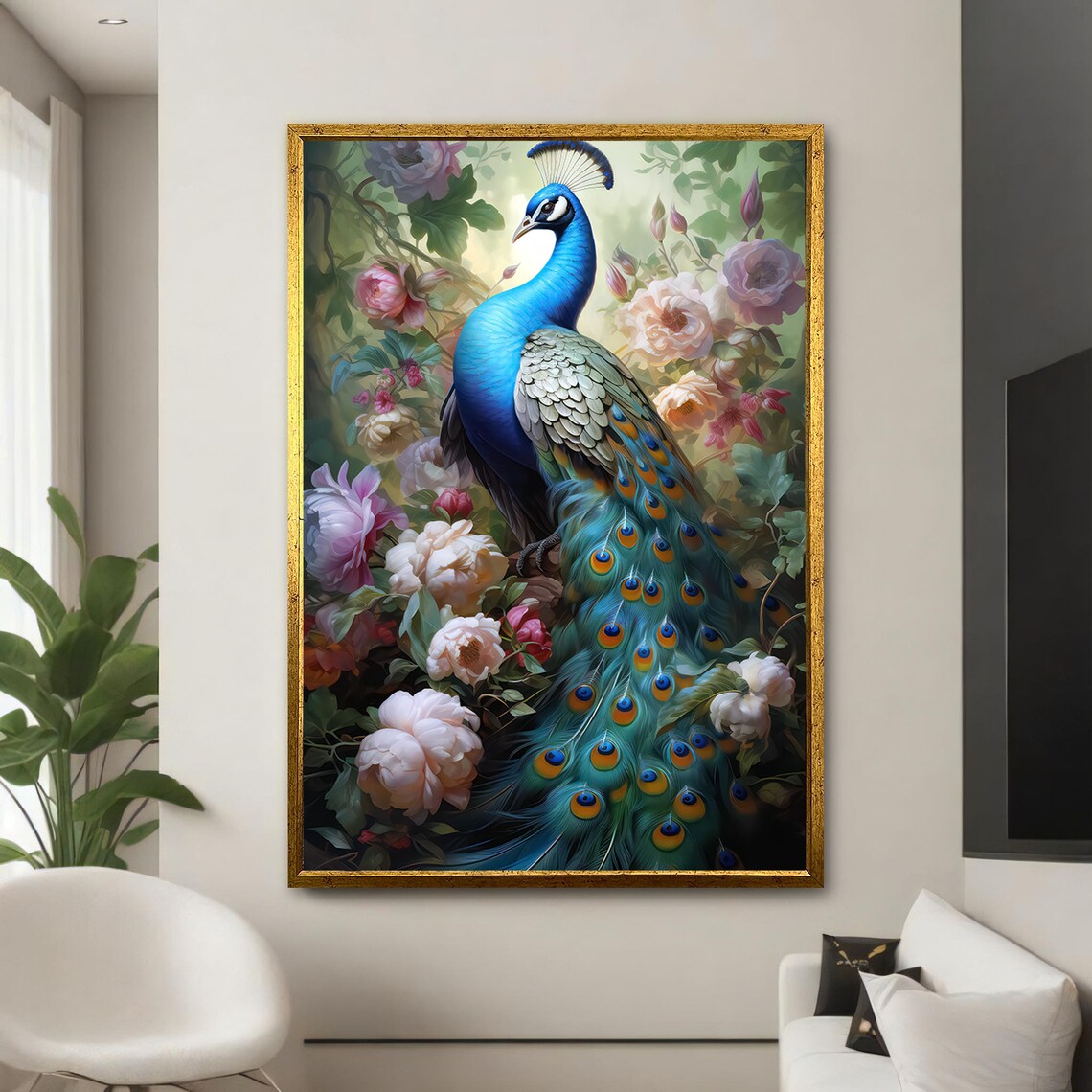 Majestic Peacock Painting, Elegant Animal Art - Image 5