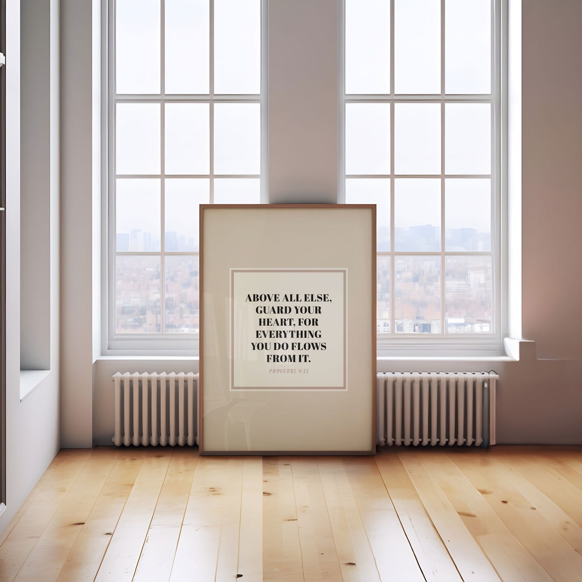 Proverbs 423 Bible Verse Wall Art Above All Else Guard Your Heart Christian Art Modern Minimalist Clean Graphic Design - Image 5