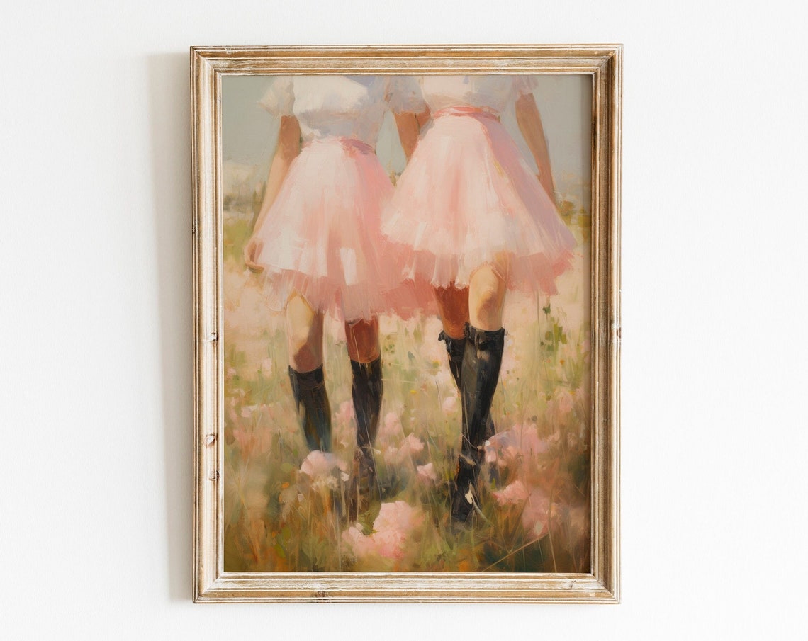 2 Cowgirls In A Field Coastal Cowgirl Trendy Print Cowgirl Wall Art Cowboy Boots Preppy Decor Dorm Decor
