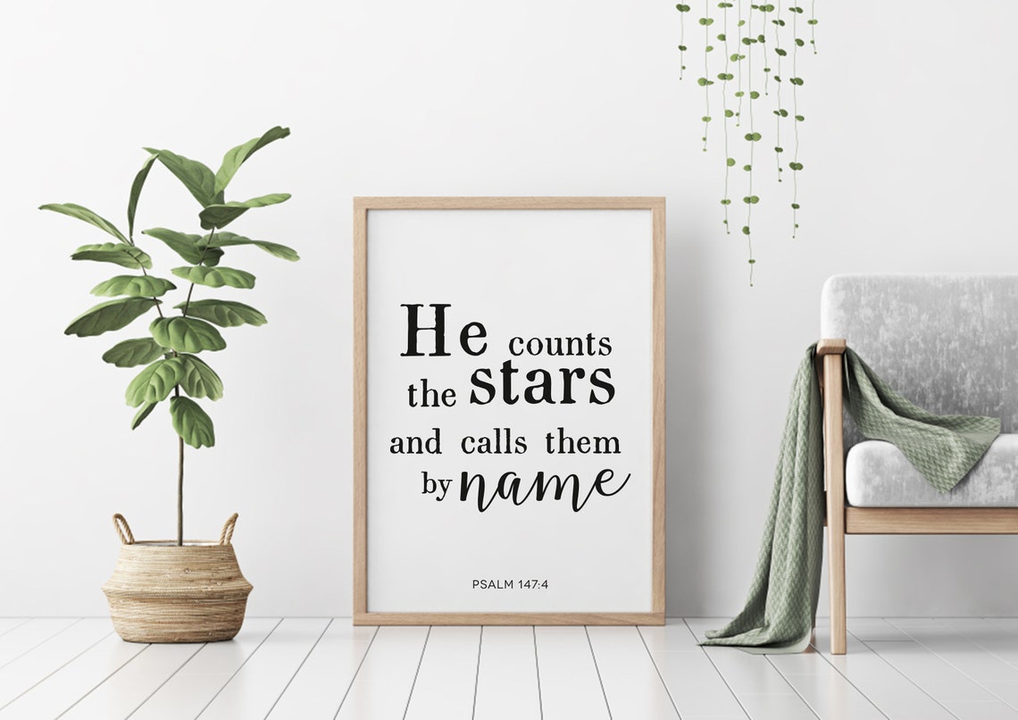 He Counts The Stars And Calls Them By Name Psalm 147 Scripture Poster - Image 2