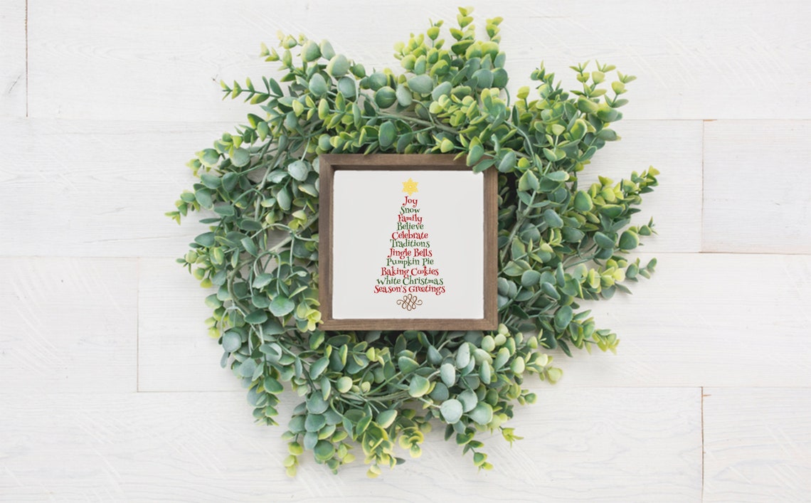 Christmas Word Tree Holiday Words Rustic Framed Wall Sign Poster - Image 2