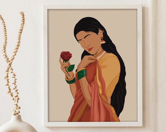 Indian Woman Art Print, Desi Wall Art