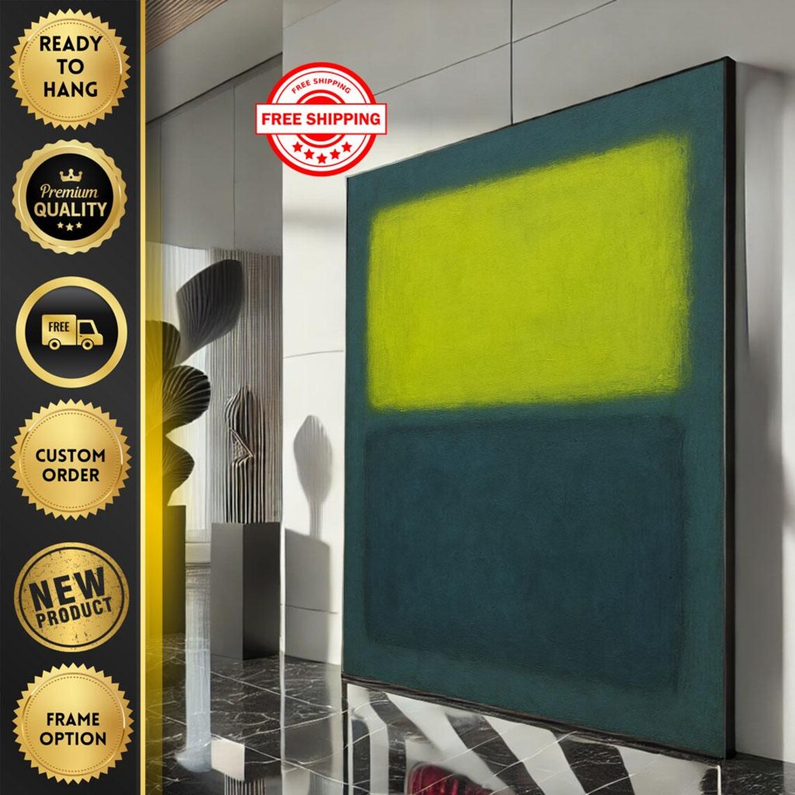Rothko Style Lime Green Teal Fresh Bold Color Field Art Poster