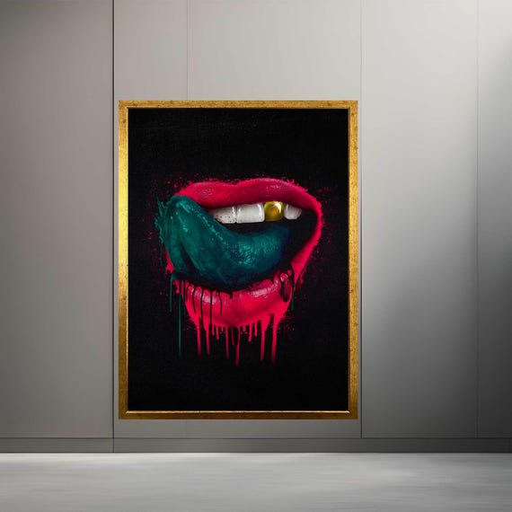 Sexy Woman Lips Makeup Modern Frame Canvas Wall Art Print