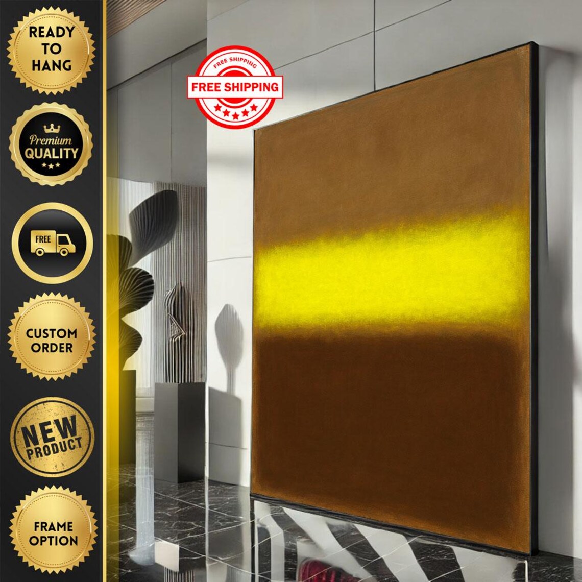 Rothko-Inspired Yellow and Brown Bold Color Field Abstract Poster