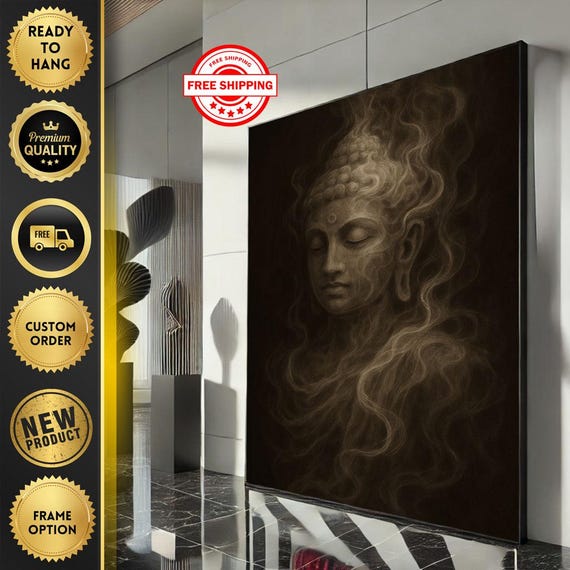 Tranquil Buddha Meditation Canvas Wall Art Print Zen Spiritual Living Room Decor Ready To Hang