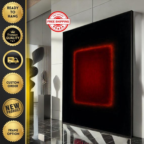Mark Rothko Inspired Red And Black Canvas Bold Color Field Painting Reproduction For Modern Living Room Decor