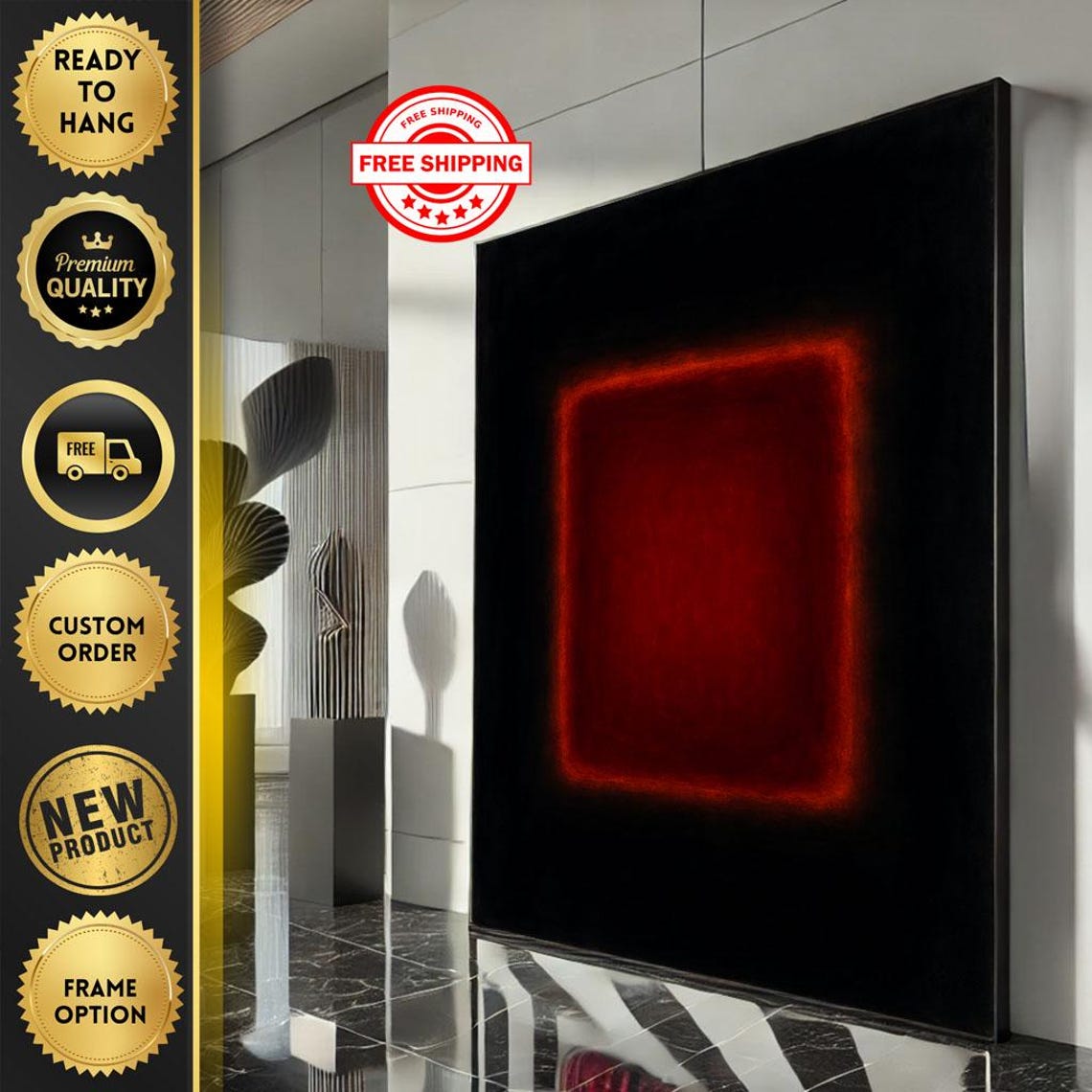 Rothko-Inspired Red Glow and Black Dramatic Minimalist Poster