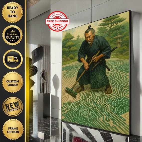 Fierce Japanese Samurai Canvas Wall Art Print Bold Warrior Living Room Decor Ready To Hang Statement Piece