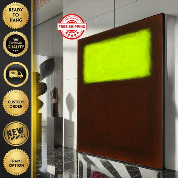 Mark Rothko Inspired Yellow And Brown Canvas Bold Color Field Painting For Modern Living Room Decor Ready To Hang