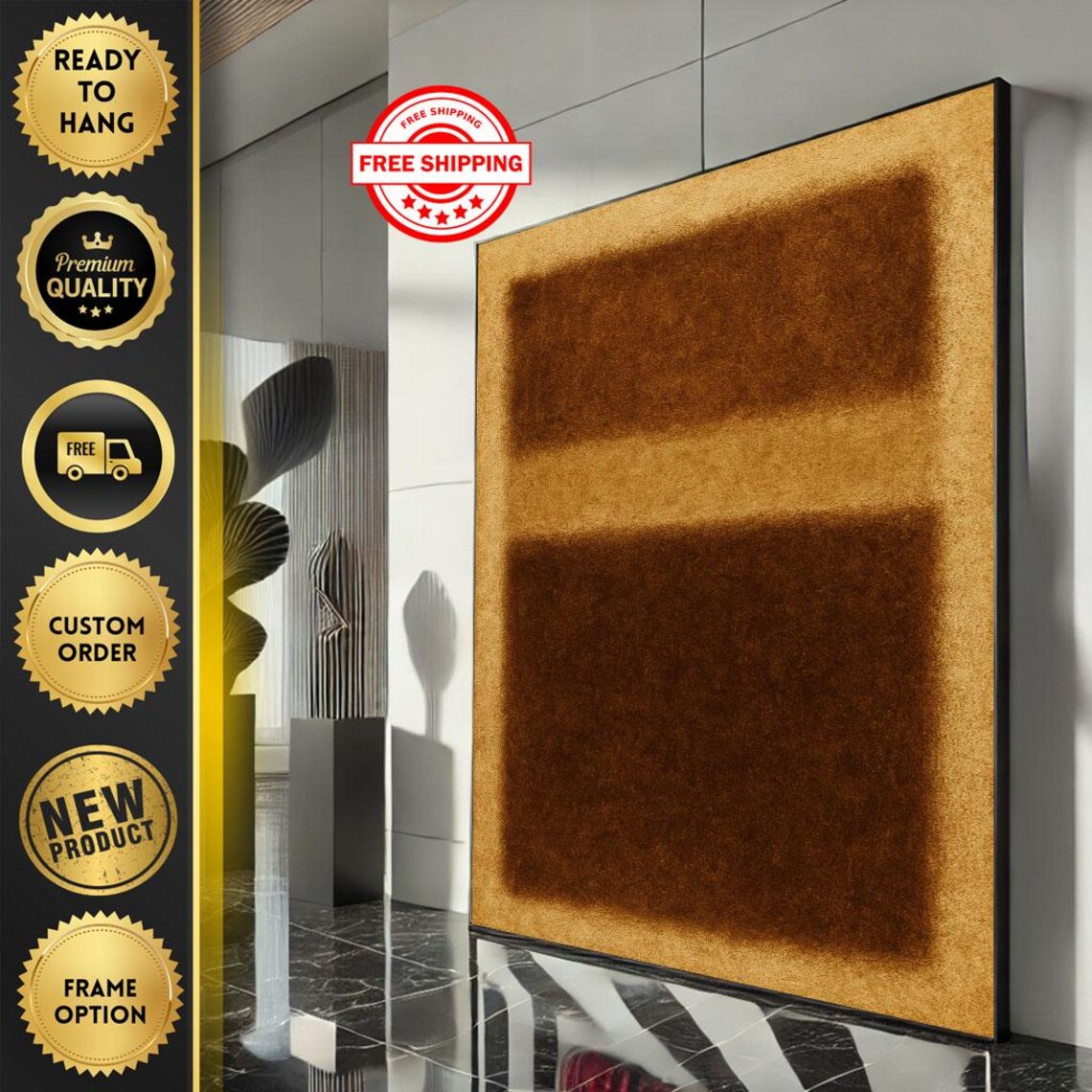 Gold and Dark Brown Rothko Inspired Earthy Color Field Poster