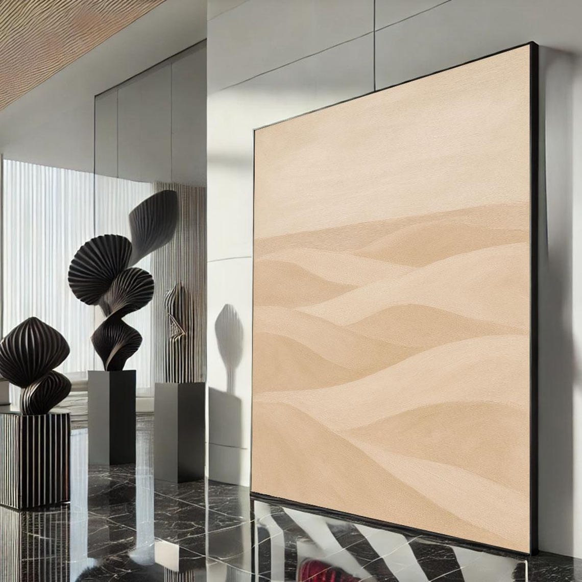 Neutral Beige Wavy Sand Dunes Texture Calm Minimal Art Poster