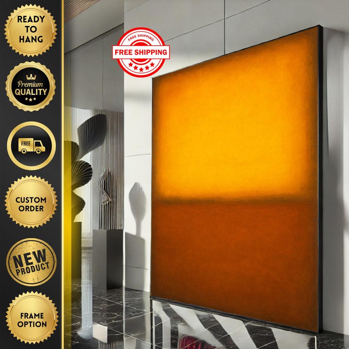 Rothko-Inspired Orange and Brown Golden Color Field Abstract Poster
