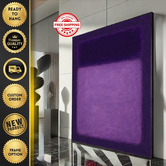 Mark Rothko Inspired Purple Canvas Bold Color Field Painting For Contemporary Living Room Decor Ready To Hang