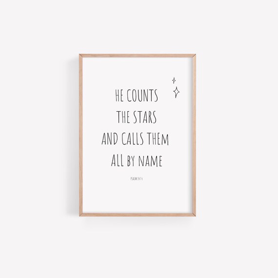 He Counts The Stars Calls Them By Name Psalm 147 Minimal Poster