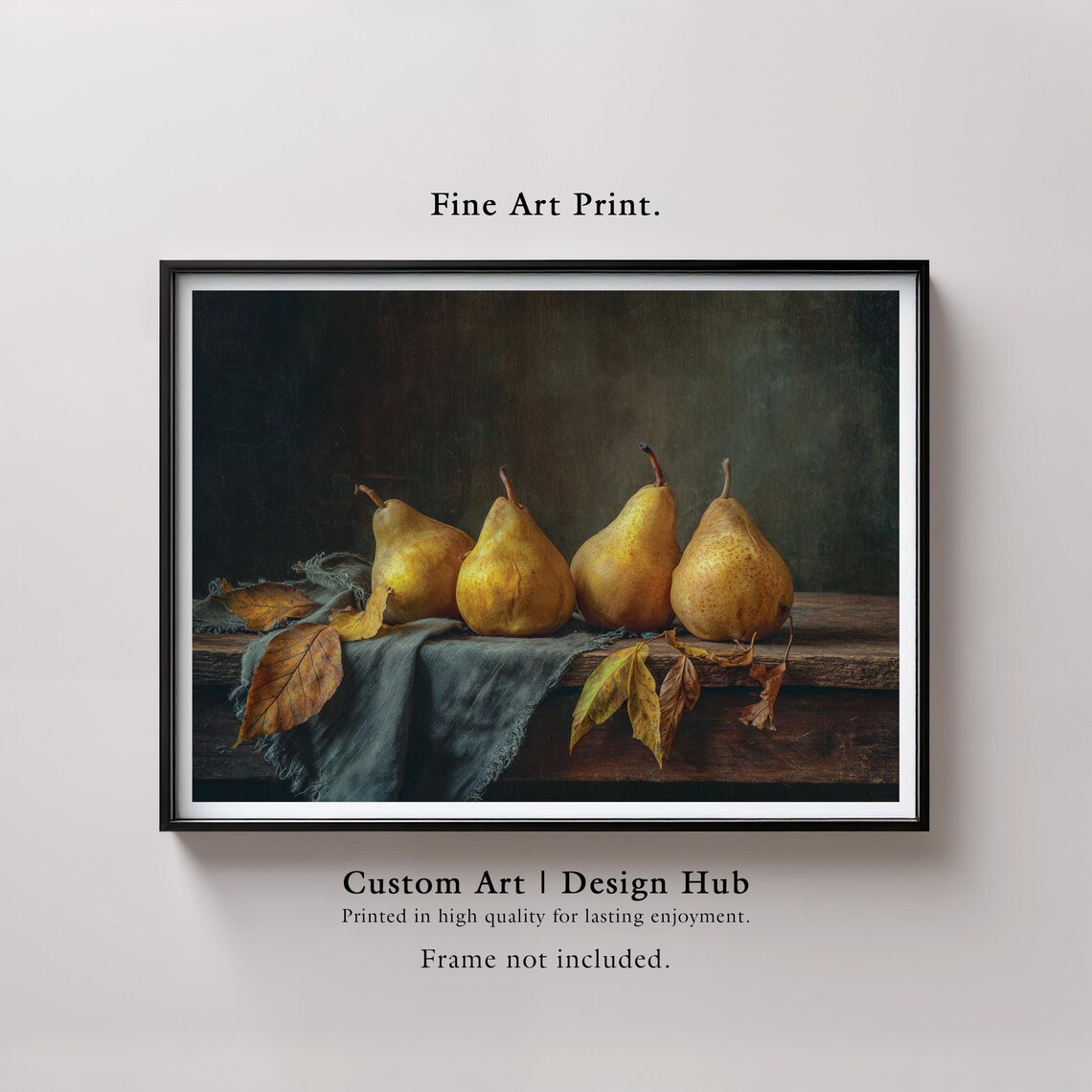 Vintage Pear Still Life Art Print, Rustic Kitchen Decor
