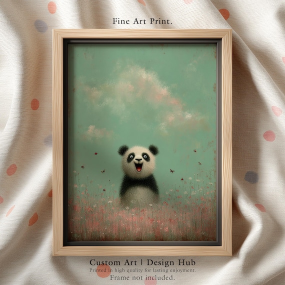 Panda Nursery Art Print Whimsical Animal Illustration