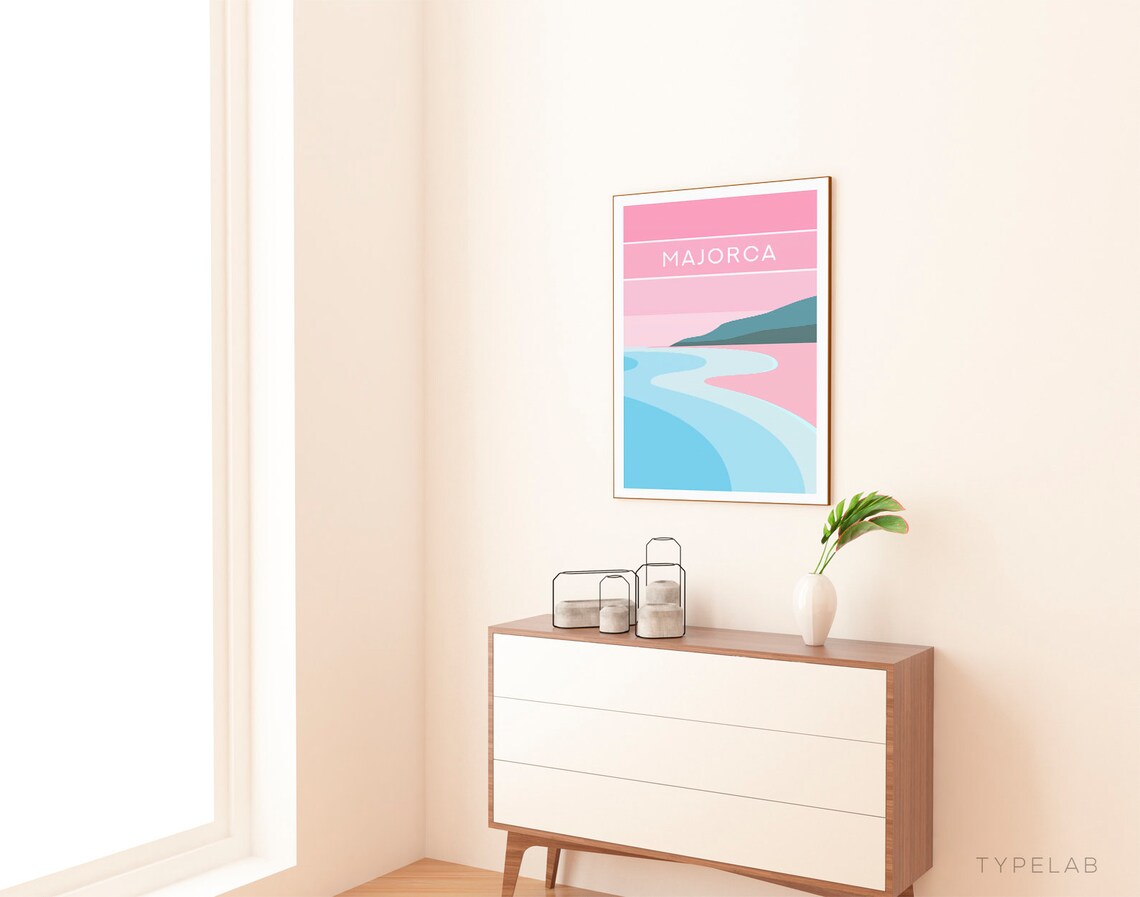 Majorca Travel Poster, Minimalist Mallorca Spain