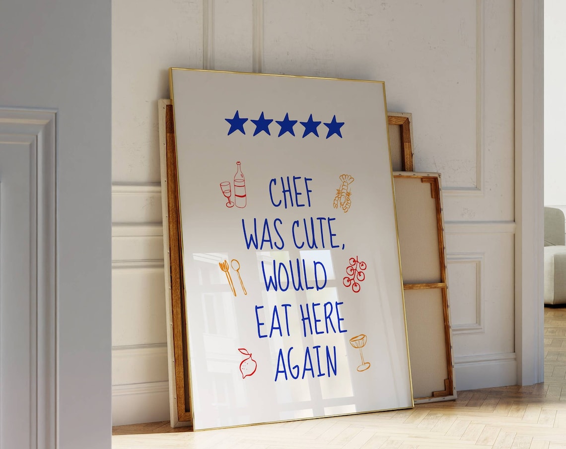Chef Was Cute Retro Kitchen Poster Print