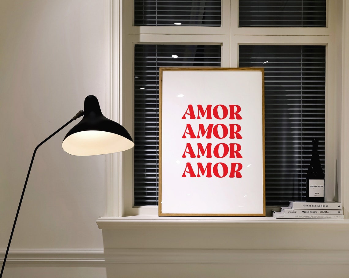 Amor Love Red Typography Minimalist Spanish Home Decor Poster