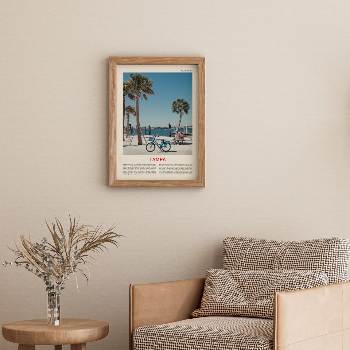 Tampa Bay Beach Palm Trees Blue Bicycle Florida Sunshine Photo Poster - Image 4