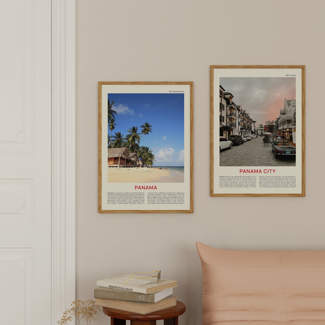 Panama Tropical Beach Palm Trees Thatched Huts Photography Poster - Image 2