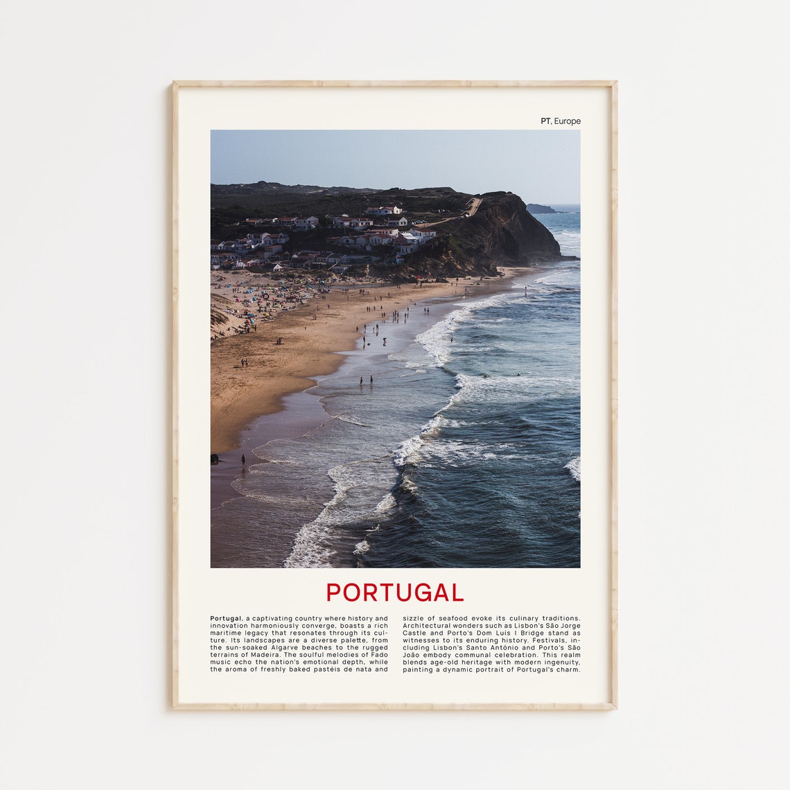 Portugal Atlantic Coast Golden Beach Aerial Cliffs View Poster