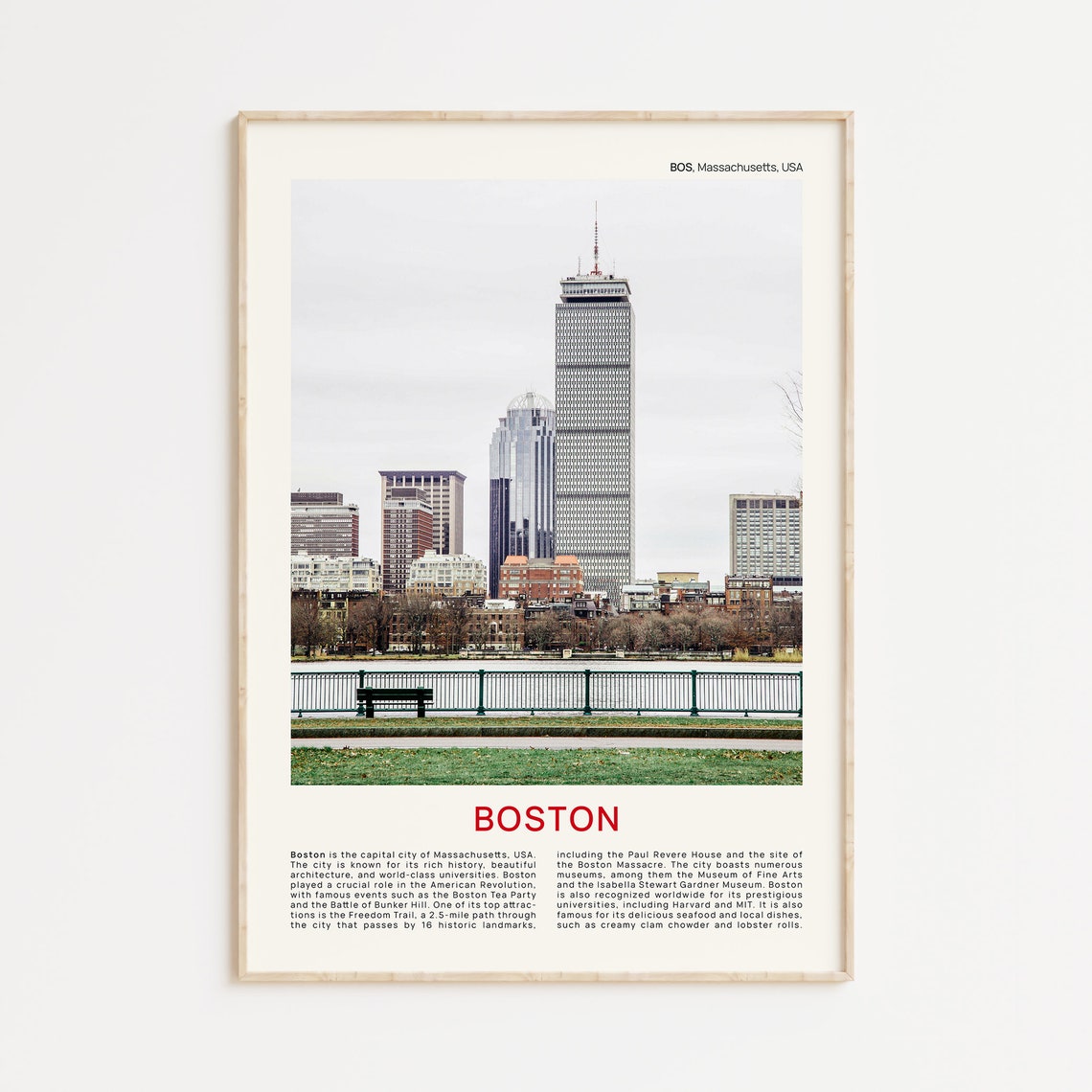 Boston Massachusetts Charles River Skyline Travel Film Photo Print