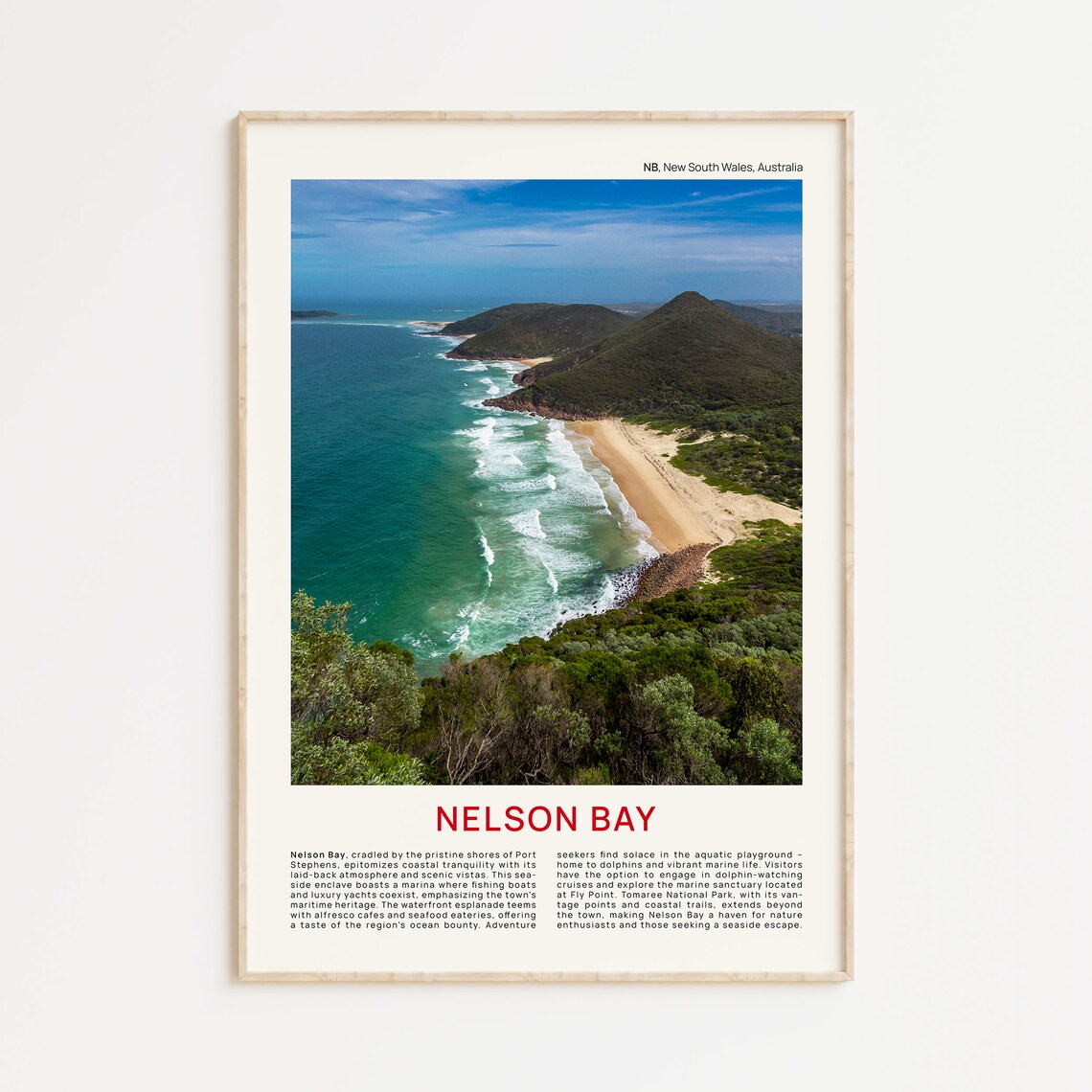 Nelson Bay Surf Coastline Aerial New South Wales Travel Poster
