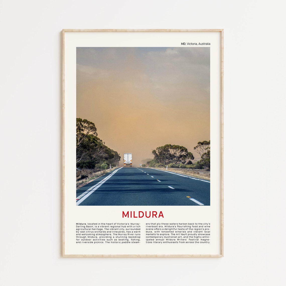 Mildura Victoria Outback Highway Road Trip Photo Travel Poster