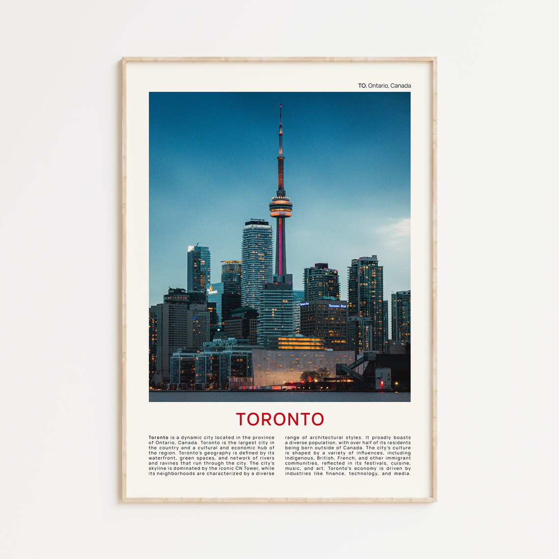 Toronto Travel Poster, Ontario Wall Art Print