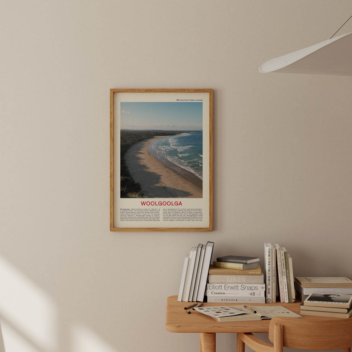 Woolgoolga Australia Aerial View Long Golden Surf Beach Coast Poster - Image 2
