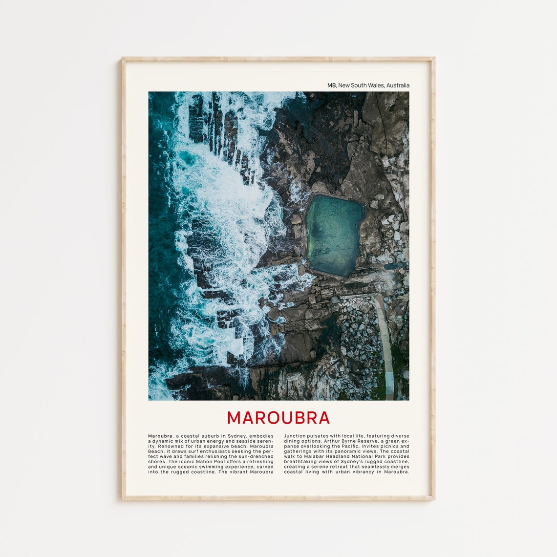 Maroubra Aerial Ocean Pool Waves Sydney Film Photo Travel Poster