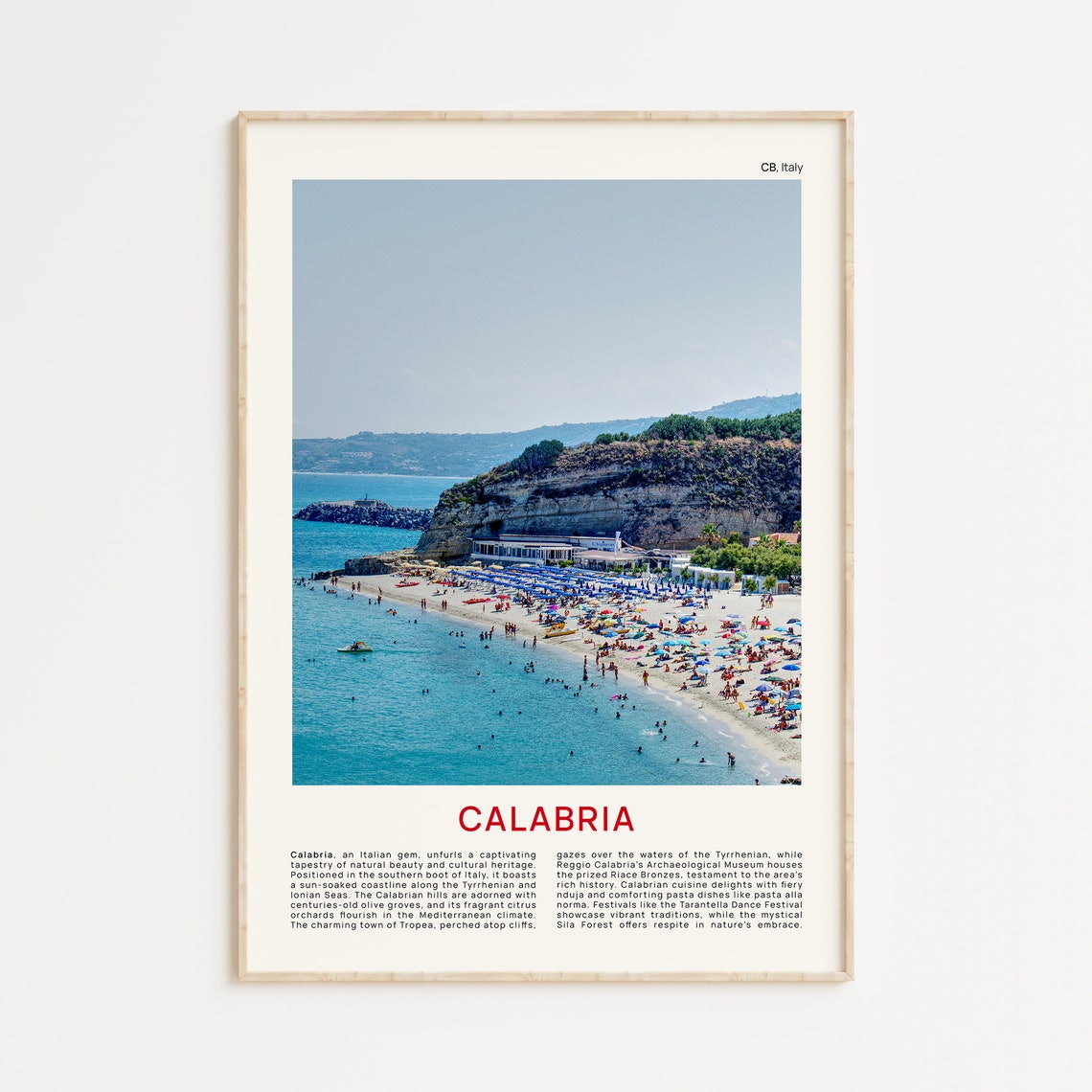 Calabria Italy Crowded Beach Colorful Umbrellas Photo Poster