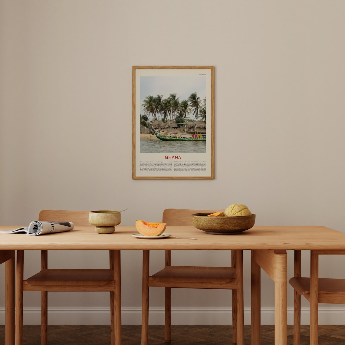 Minimalist Ghana Travel Photo Poster Featuring a Painted Fishing Boat - Image 4