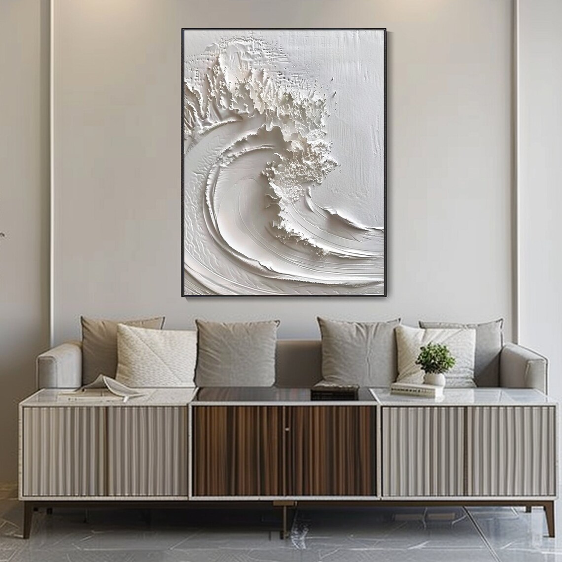 Abstract Wave Seascape, Modern Wabi-Sabi Art Print - Image 3