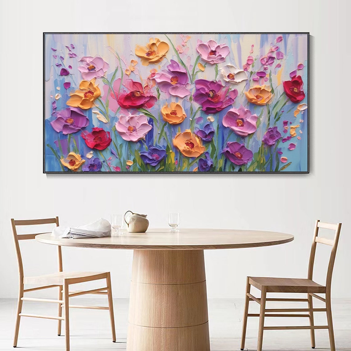 Vibrant Wildflower Meadow Impasto Blooms Colorful Floral Art Poster - Image 3