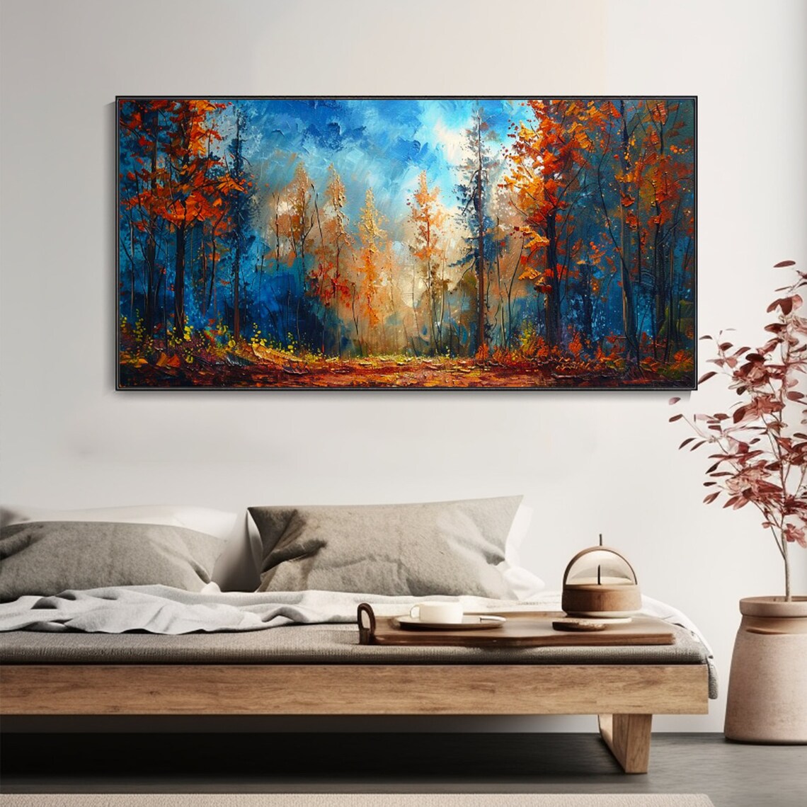 Abstract Forest Light Autumn Oil Painting Art Print - Image 2