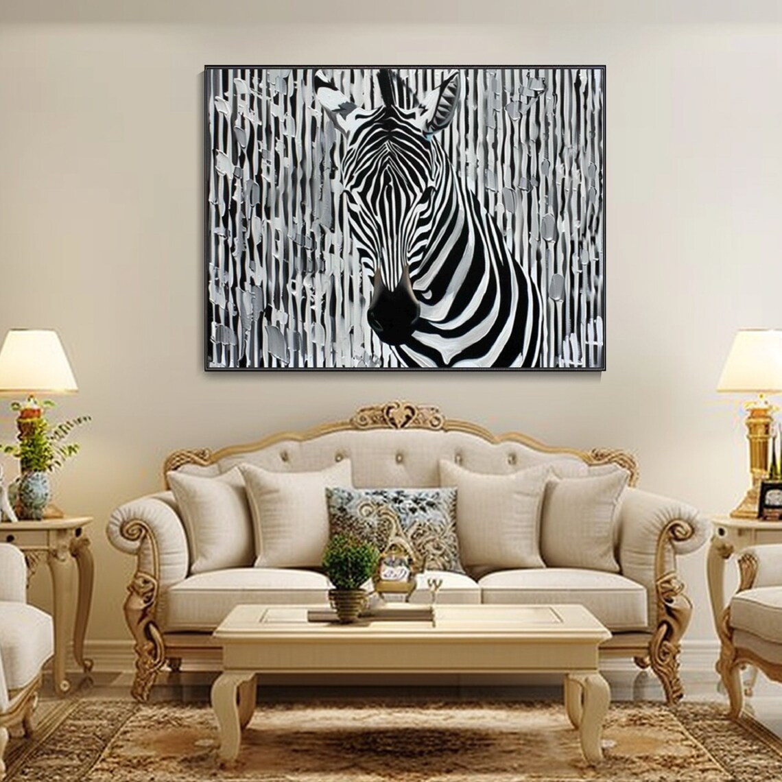 Zebra Portrait Black And White Striped Wildlife Animal Art Poster - Image 2